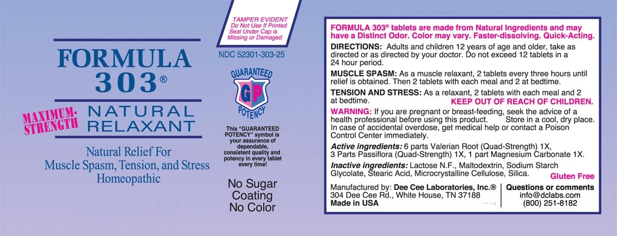 Dee Cee Labs Formula 303: uso relajación natural para músculos cansados