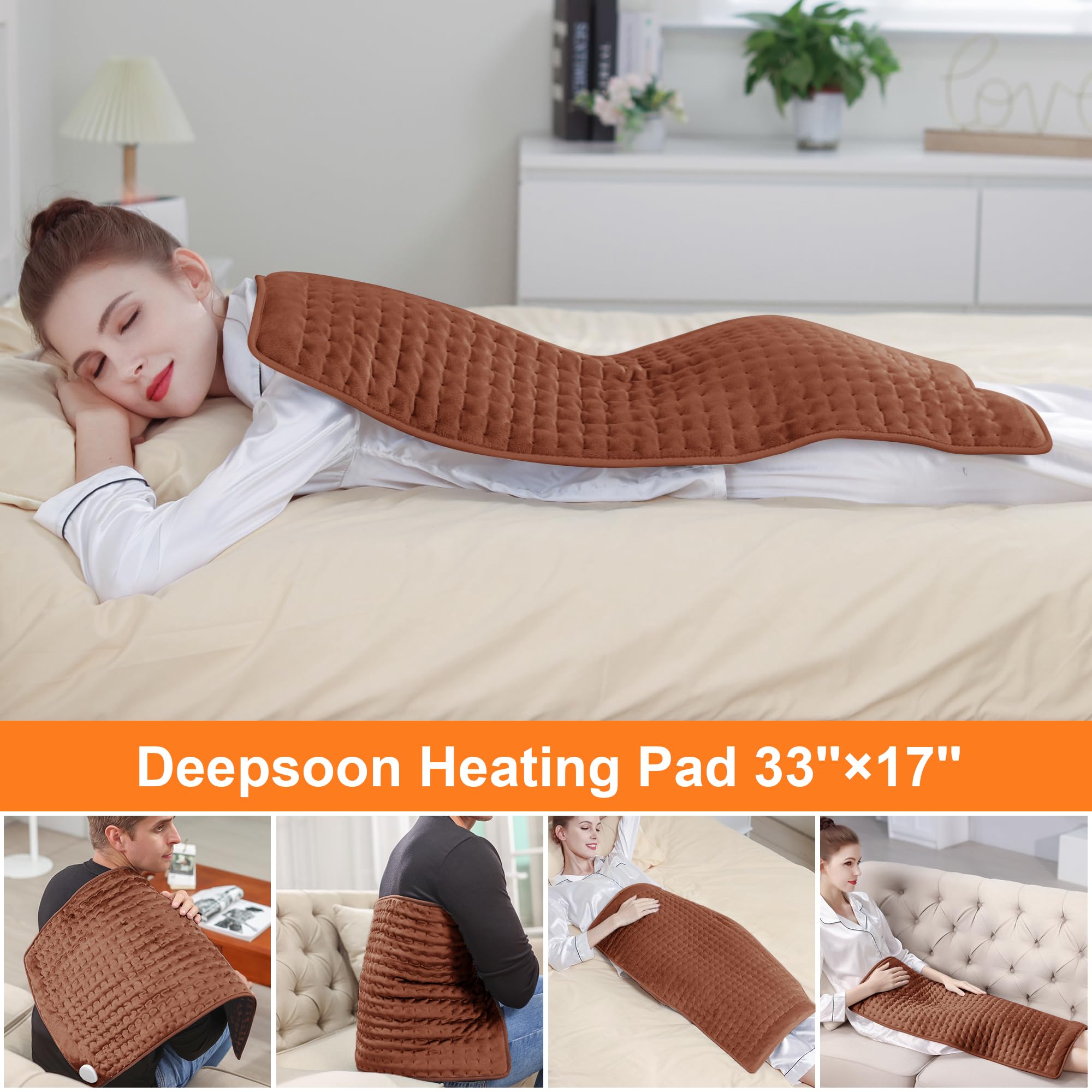 Deepsoon almohadilla electrica abdomen, calor versatil para confort diario.