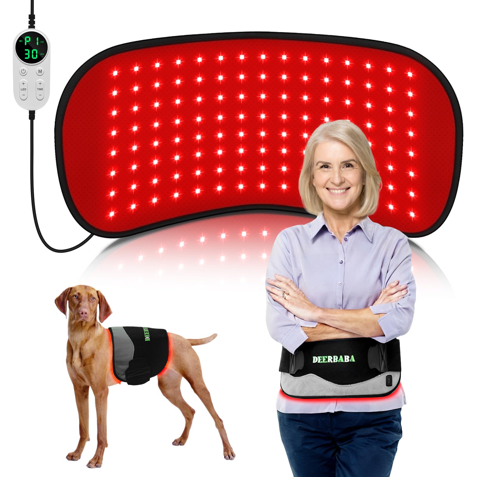 Manta Deerbaba de luz roja para cuerpo, relajación suave en espalda y hombros.