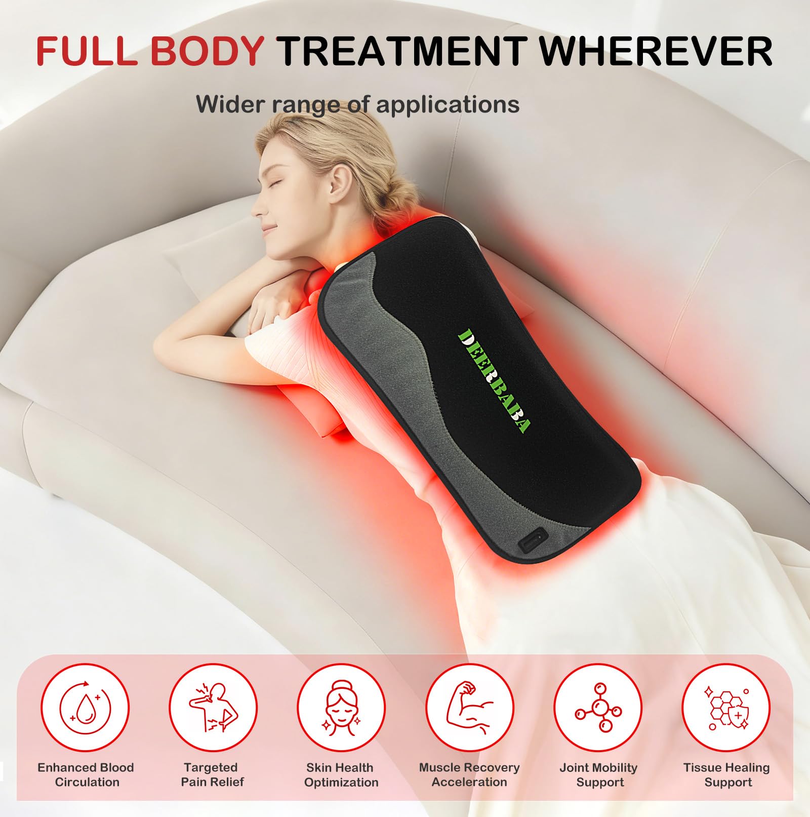 Deerbaba Manta de Luz Roja para cintura: soporte para sesiones en casa.