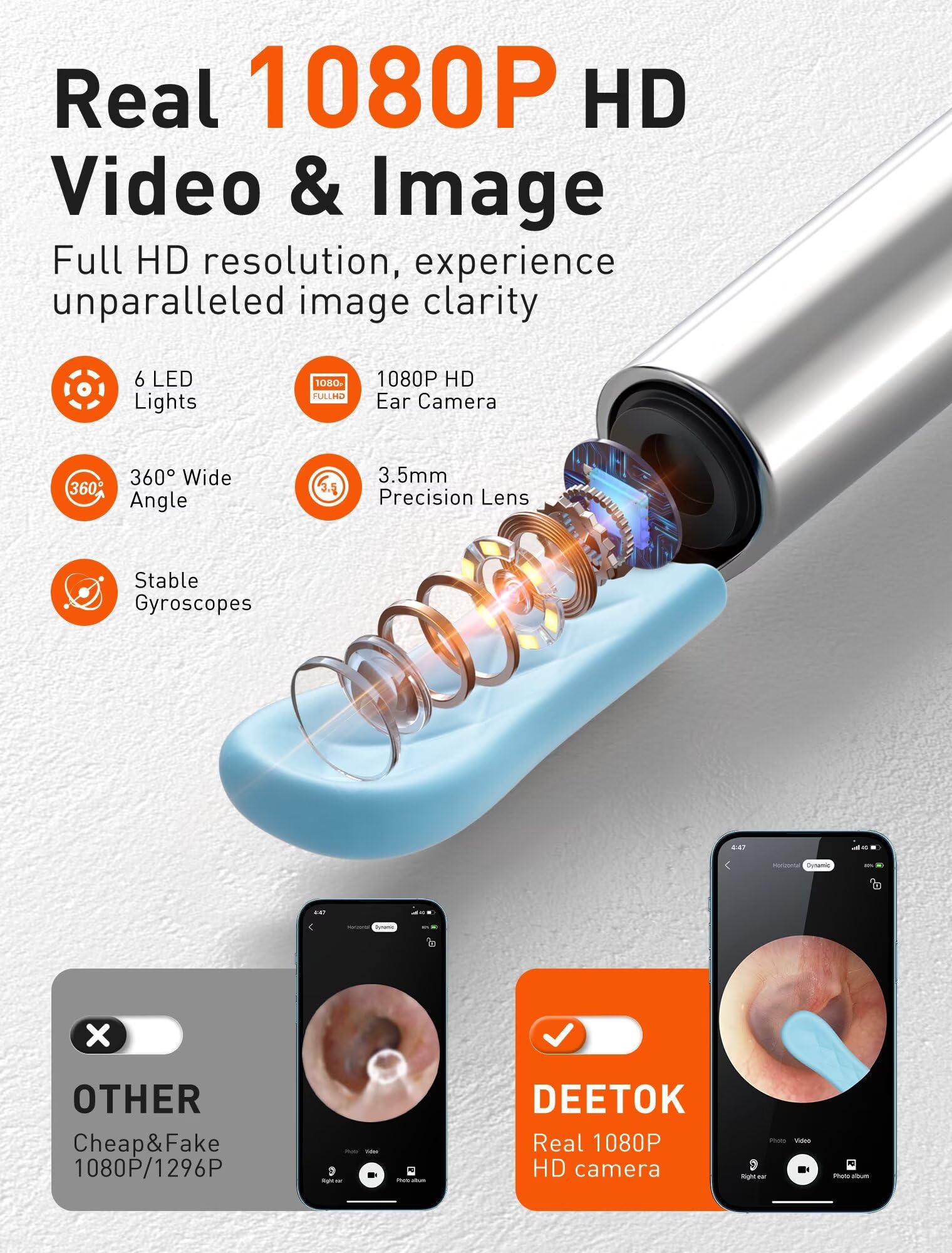 DEETOK otoscopio con luz para oídos ofrece visión clara del cerumen.