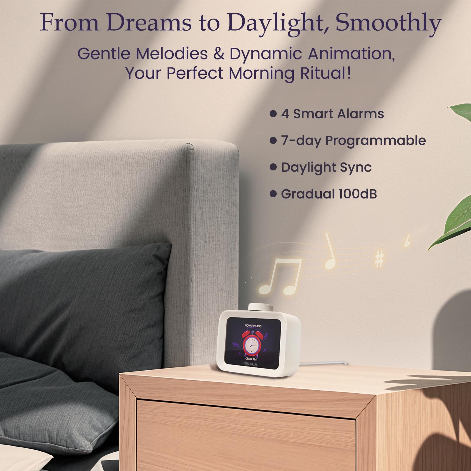 AuraDot con simulación de amanecer para despertar suave.