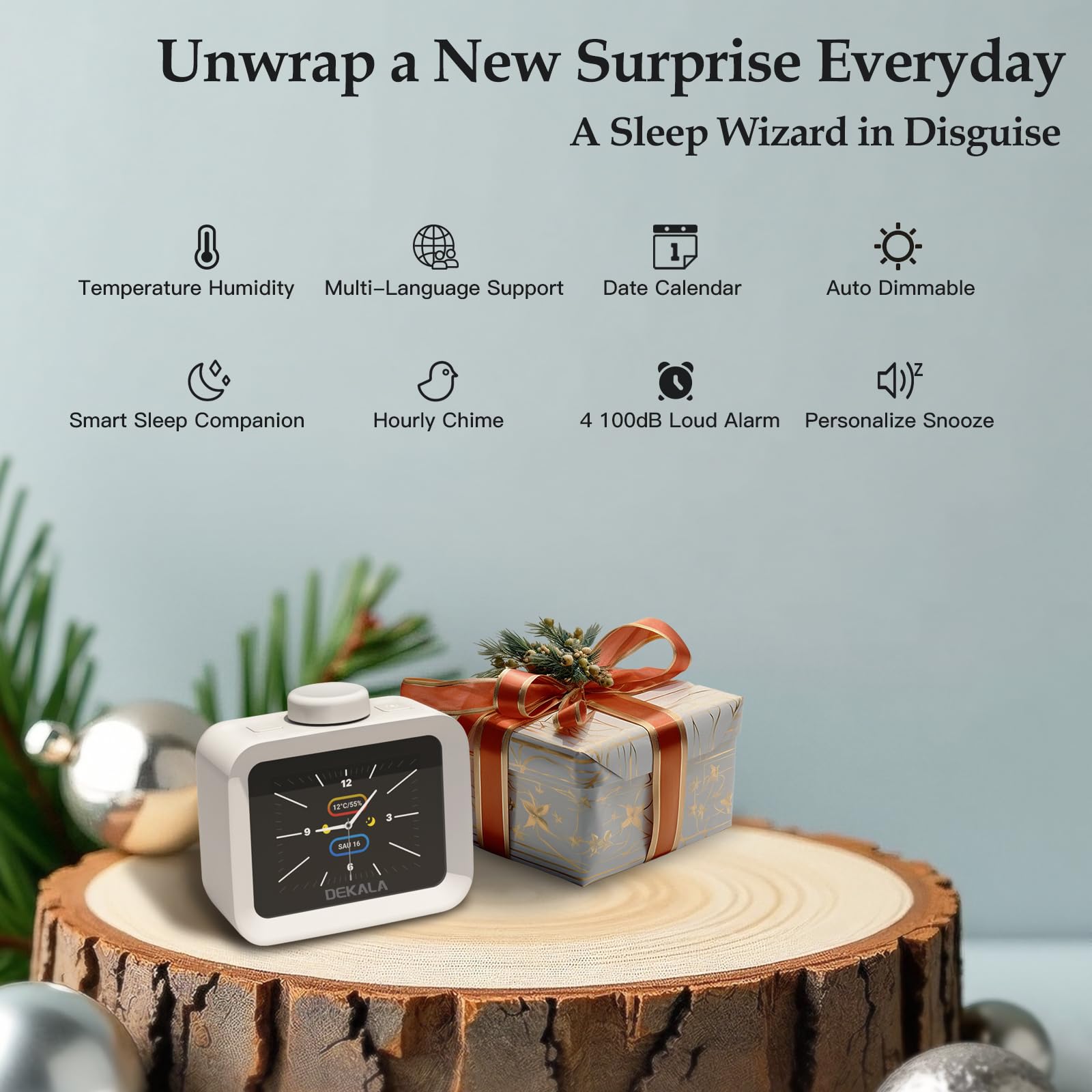 Pantalla IPS de AuraDot con brillo automático para noches sin deslumbramiento.