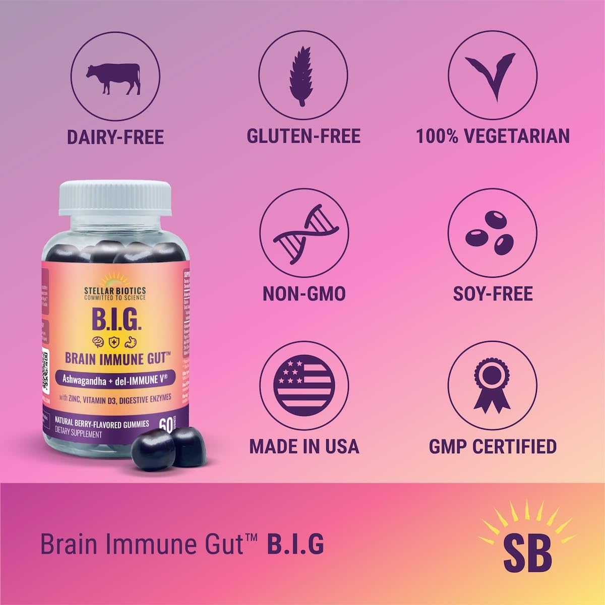 Del-Immune V primer plano de gomitas con ashwagandha para claridad mental.
