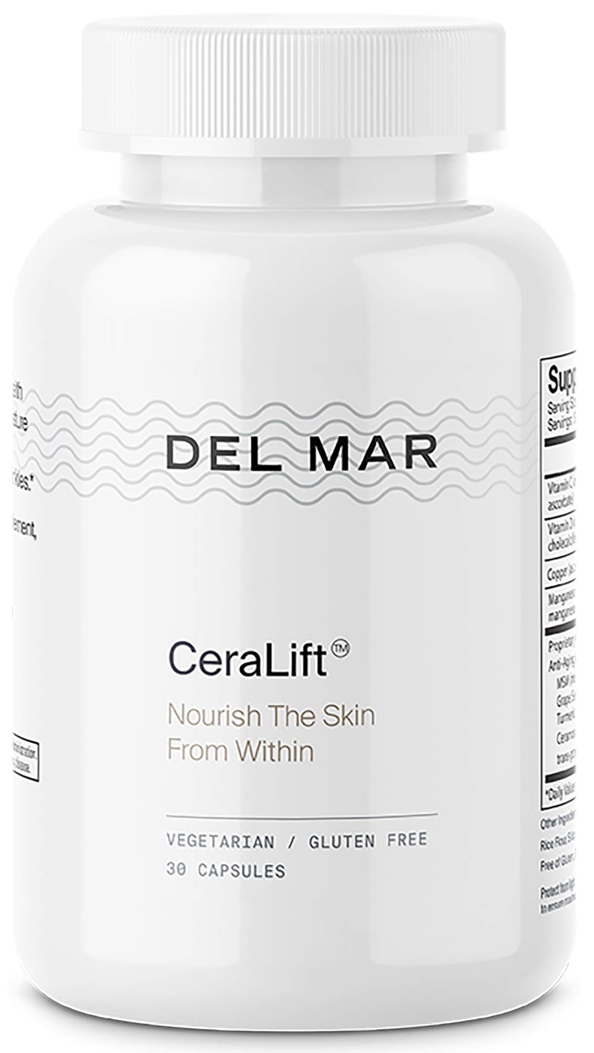 Del Mar Labs CeraLift cápsulas para hidratación y elasticidad de la piel.