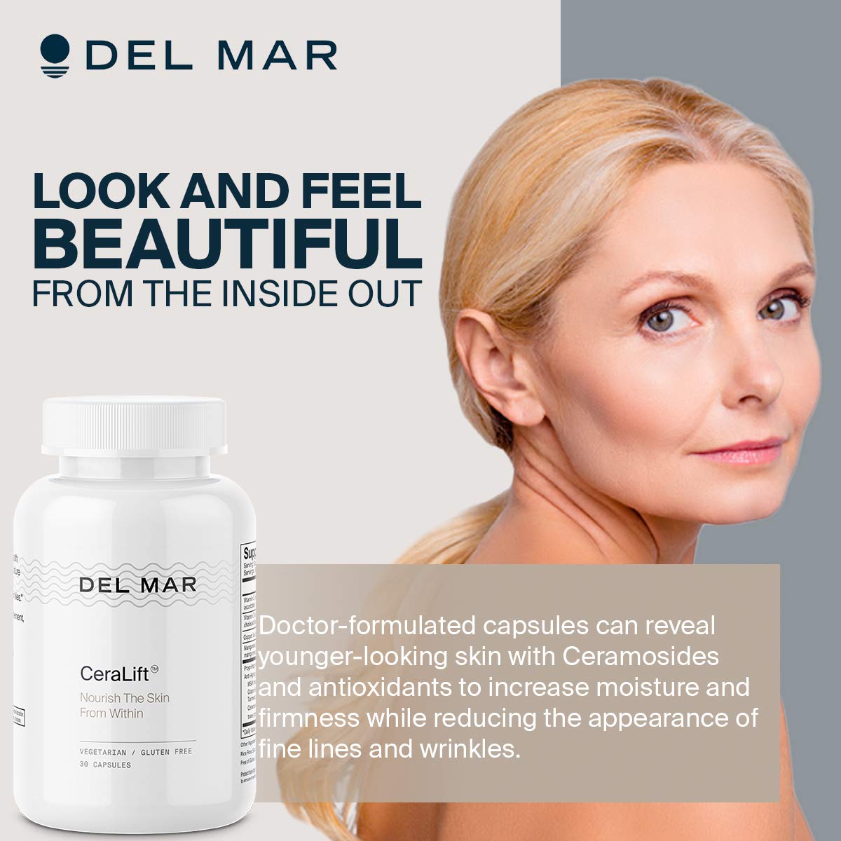 Del Mar Labs ceramidas-antioxidantes: restaura lípidos naturales y combate radicales libres.