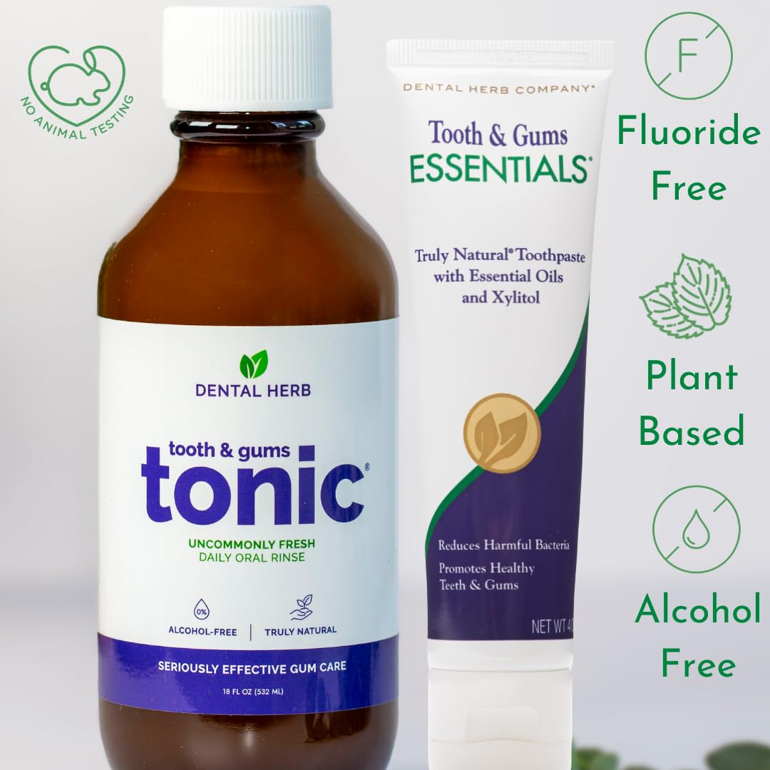 Botanicas de Dental Herb Company con gotu-kola y echinacea para cuidado bucal natural.