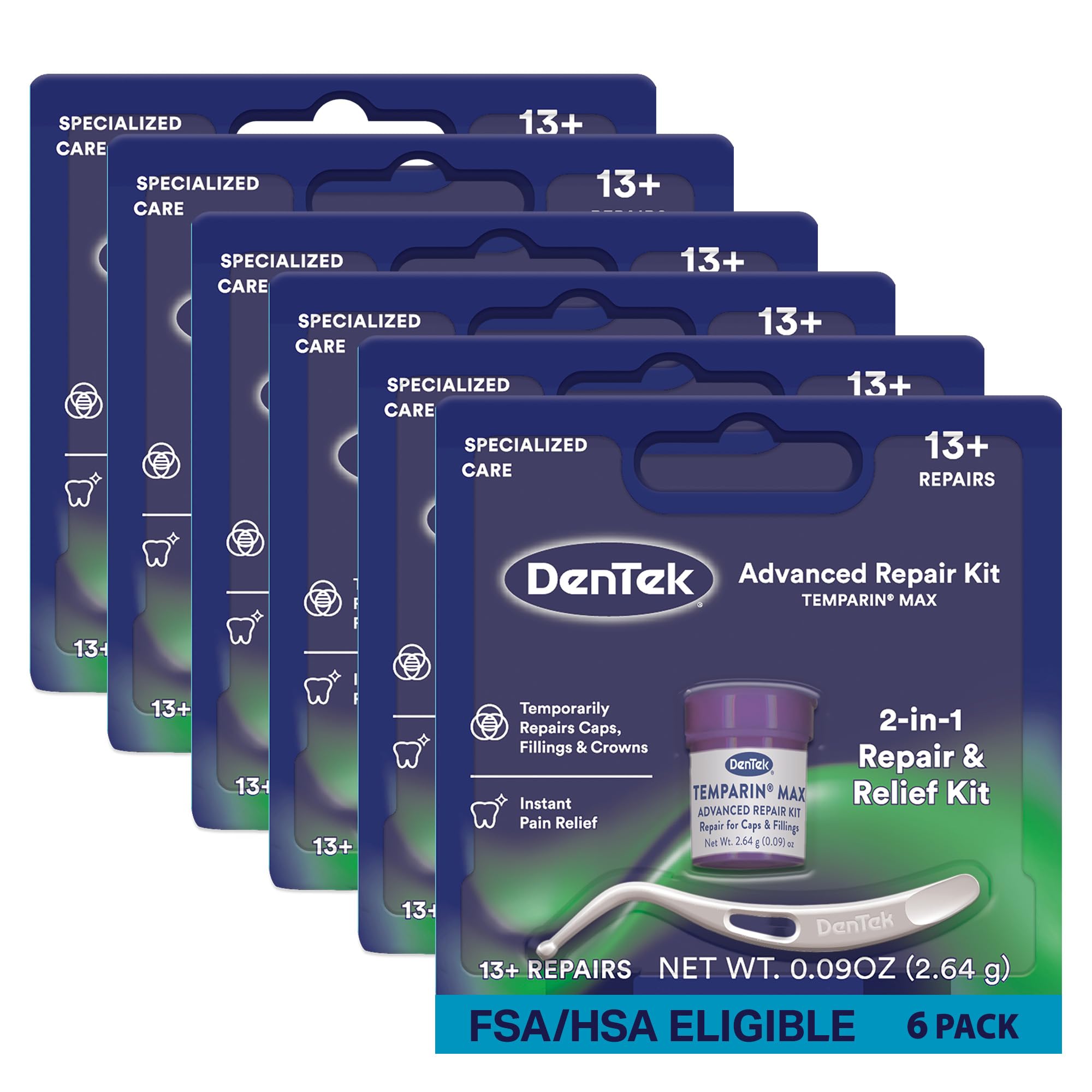 DenTek Temparin Max kit de reparación dental para arreglos temporales.