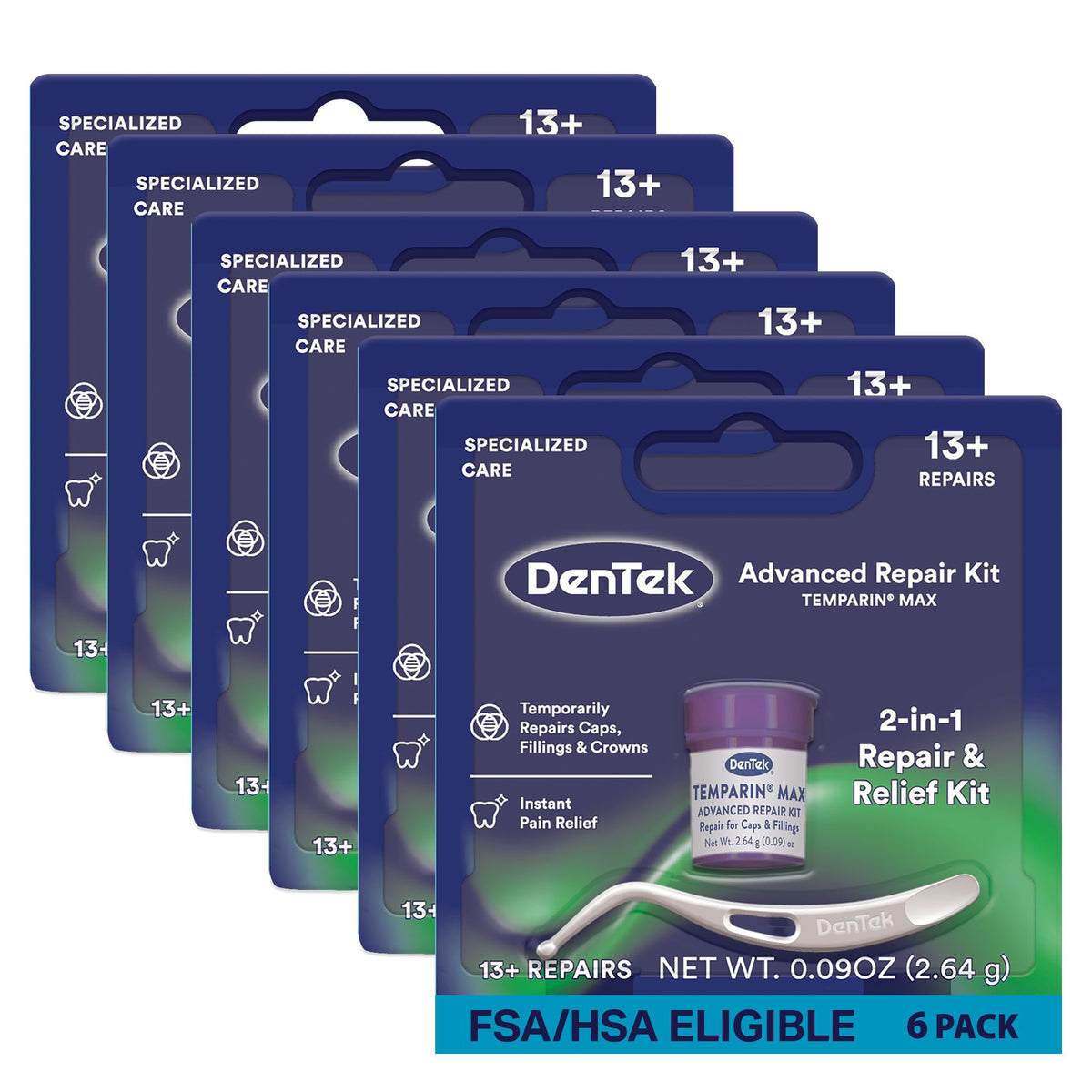 DenTek Temparin Max kit de reparación dental para arreglos temporales.