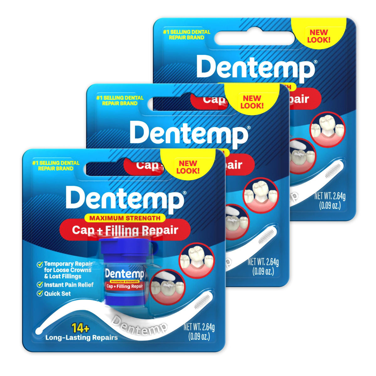 Dentemp kit de reparación muestra alta resistencia para tapas sueltas.