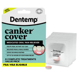 Dentemp Canker Cover parche mentolado para alivio rápido del dolor de aftas.