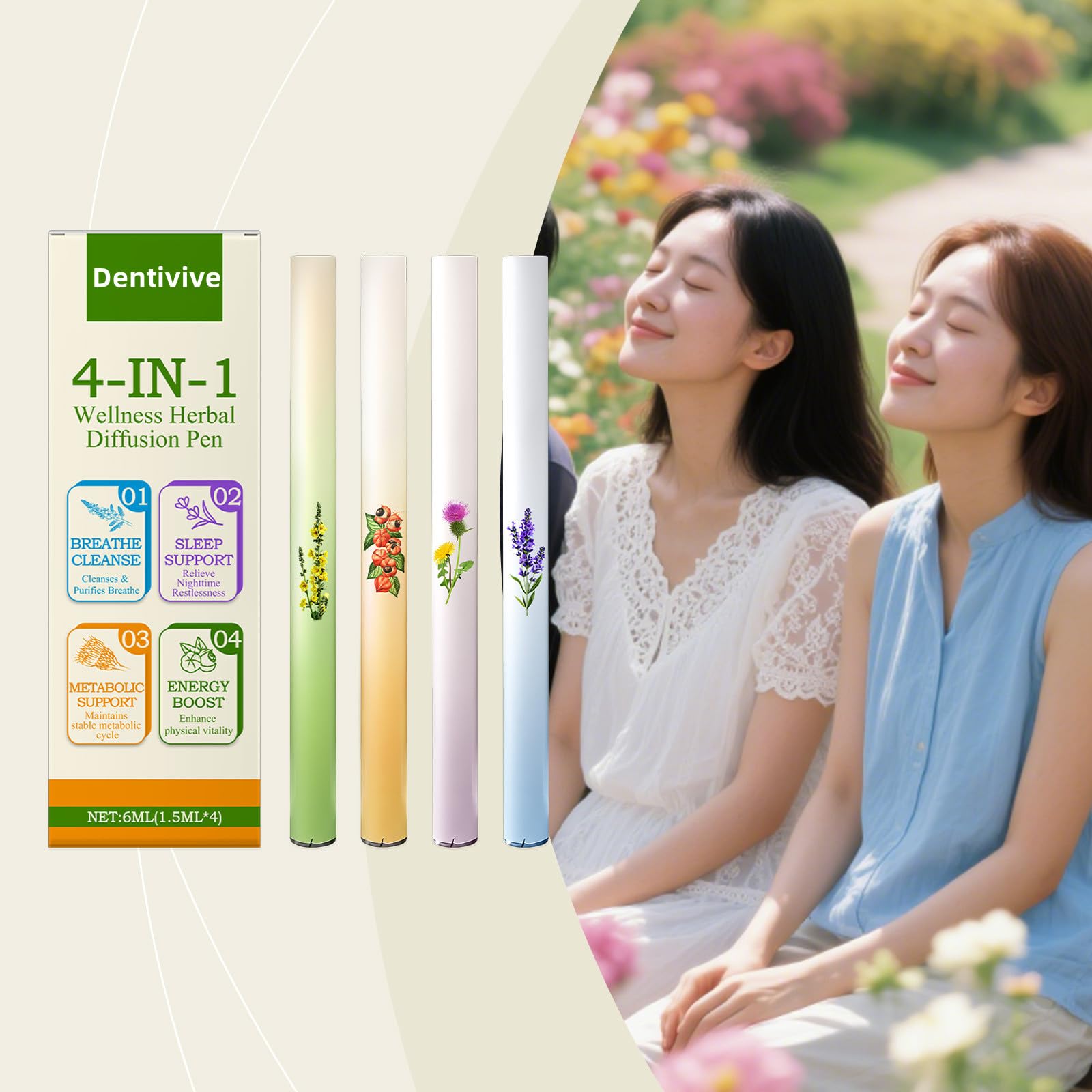 Dentivive palitos orales herbales ideales para reuniones con sensación refrescante.