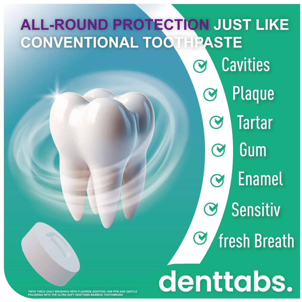Denttabs tabletas uso práctico al masticar para higiene oral
