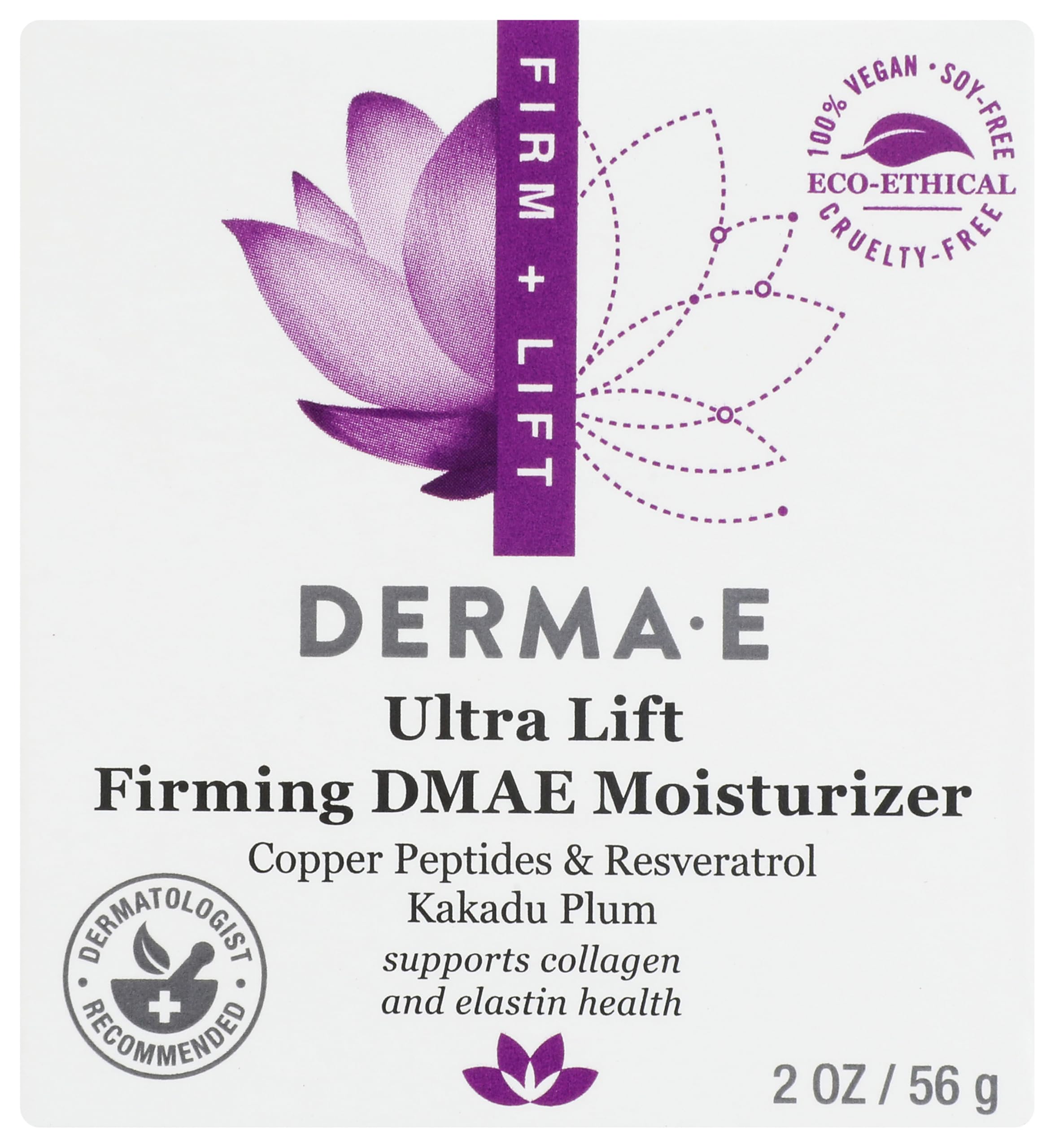 Derma E crema 2oz con DMAE para firmeza facial y elevación.