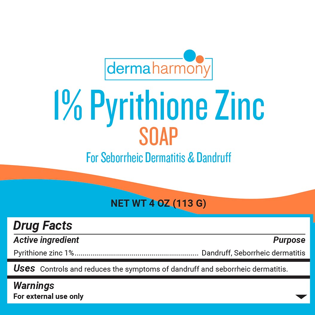 DermaHarmony barra de zinc piritiona, textura cremosa para uso diario.