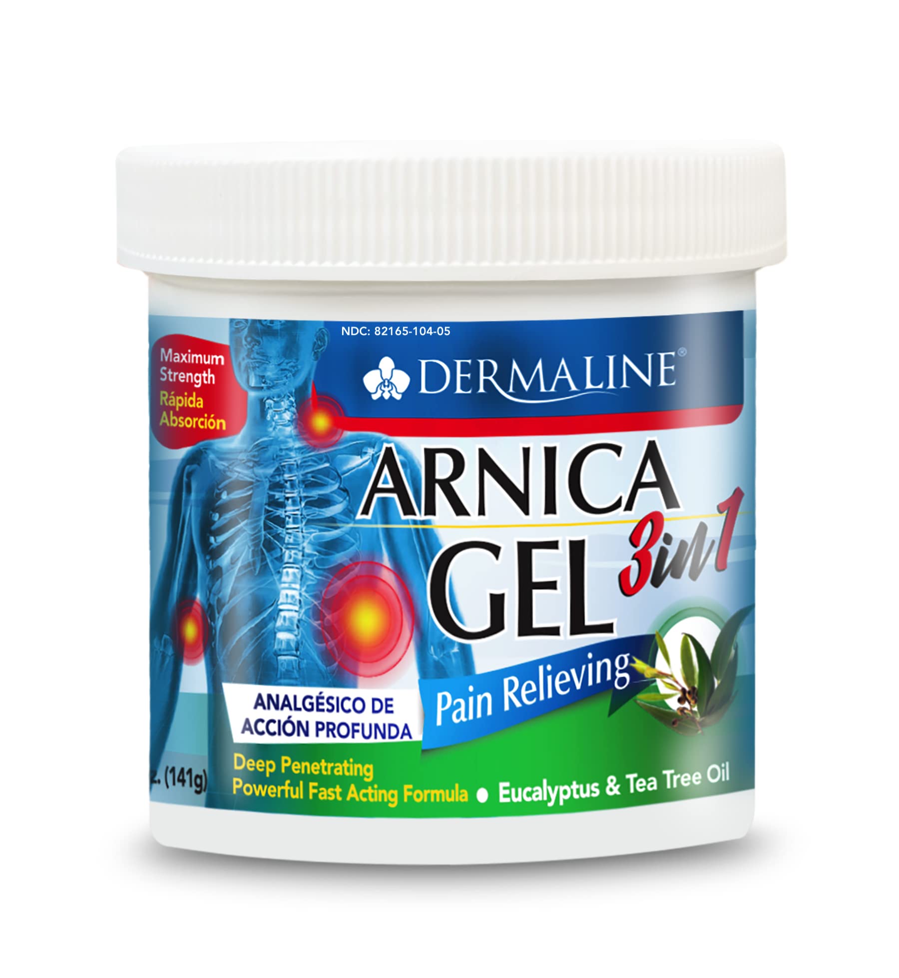 DERMALINE Arnica 3 en 1 Gel aplicado en la mano para alivio rápido y reconfortante