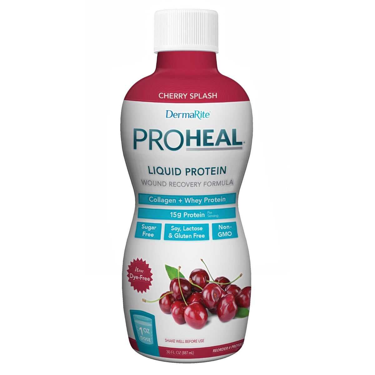 DermaRite ProHeal en botella proteica líquida para recuperación de tejidos.