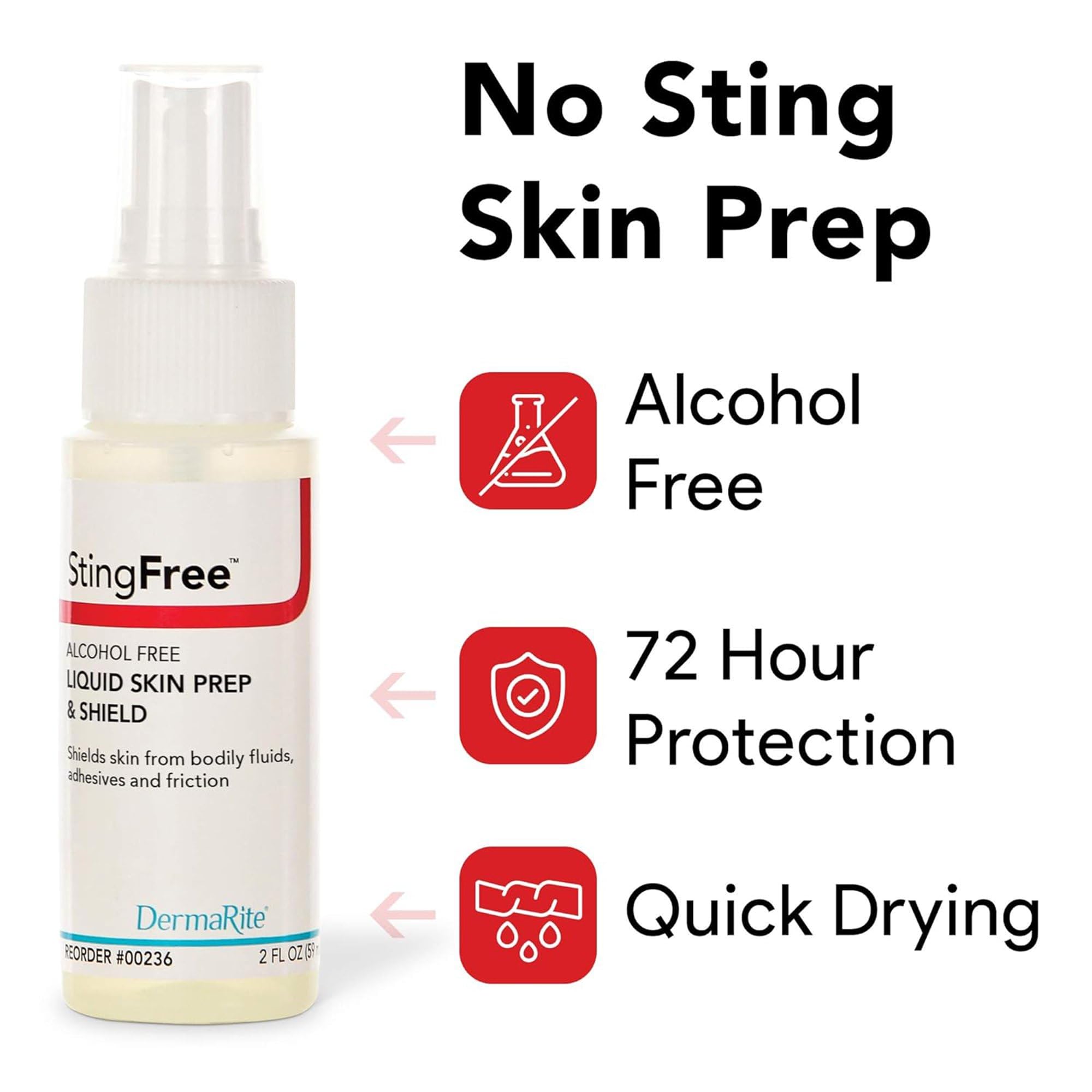 DermaRite StingFree escudo-transparente: protección frente a fluidos y adhesivos sin irritar la piel.