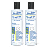 Dermasolve champú dermatitis atópica, botella vertiendo fórmula suave.