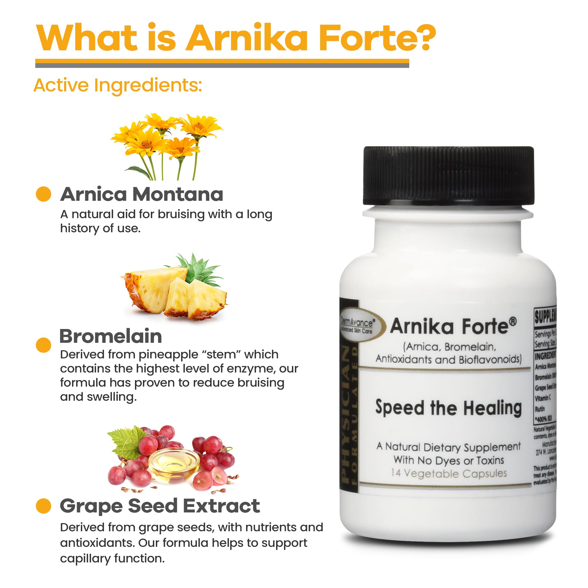 Composición de Bromelina en DermAvance Arnika Forte