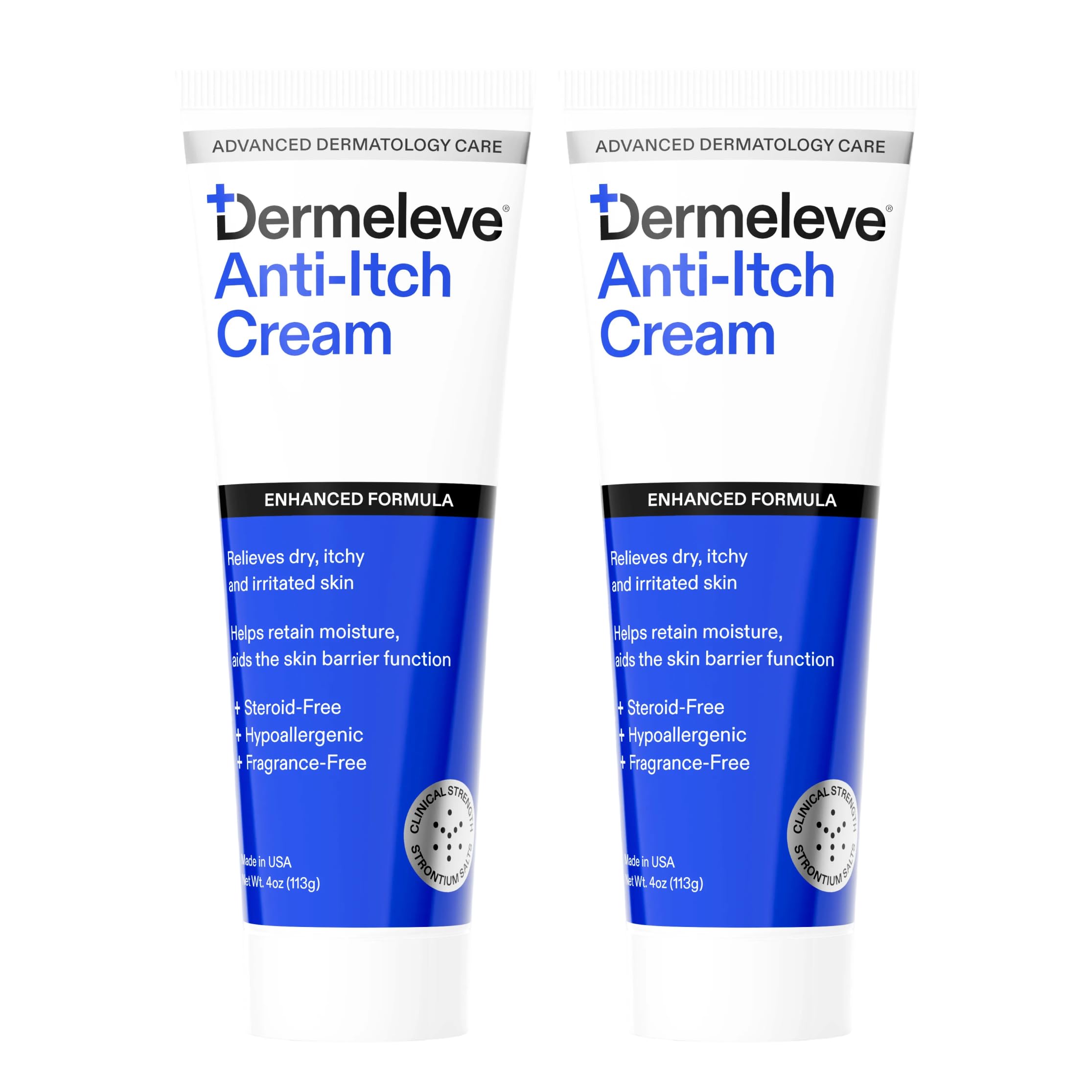 Dermeleve crema anti-prurito sin esteroides para alivio rápido en todo el cuerpo.