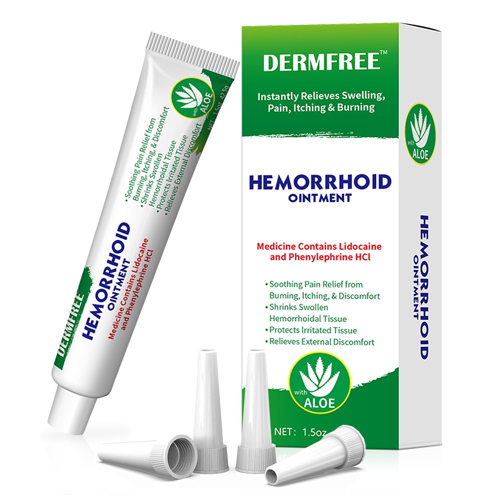 DERMFREE crema para hemorroides con aplicador para alivio higiénico y preciso