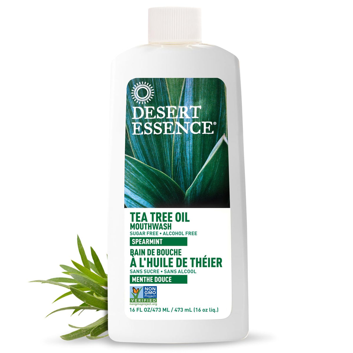 Desert Essence enjuague bucal con aceite de árbol de té en botella para uso diario
