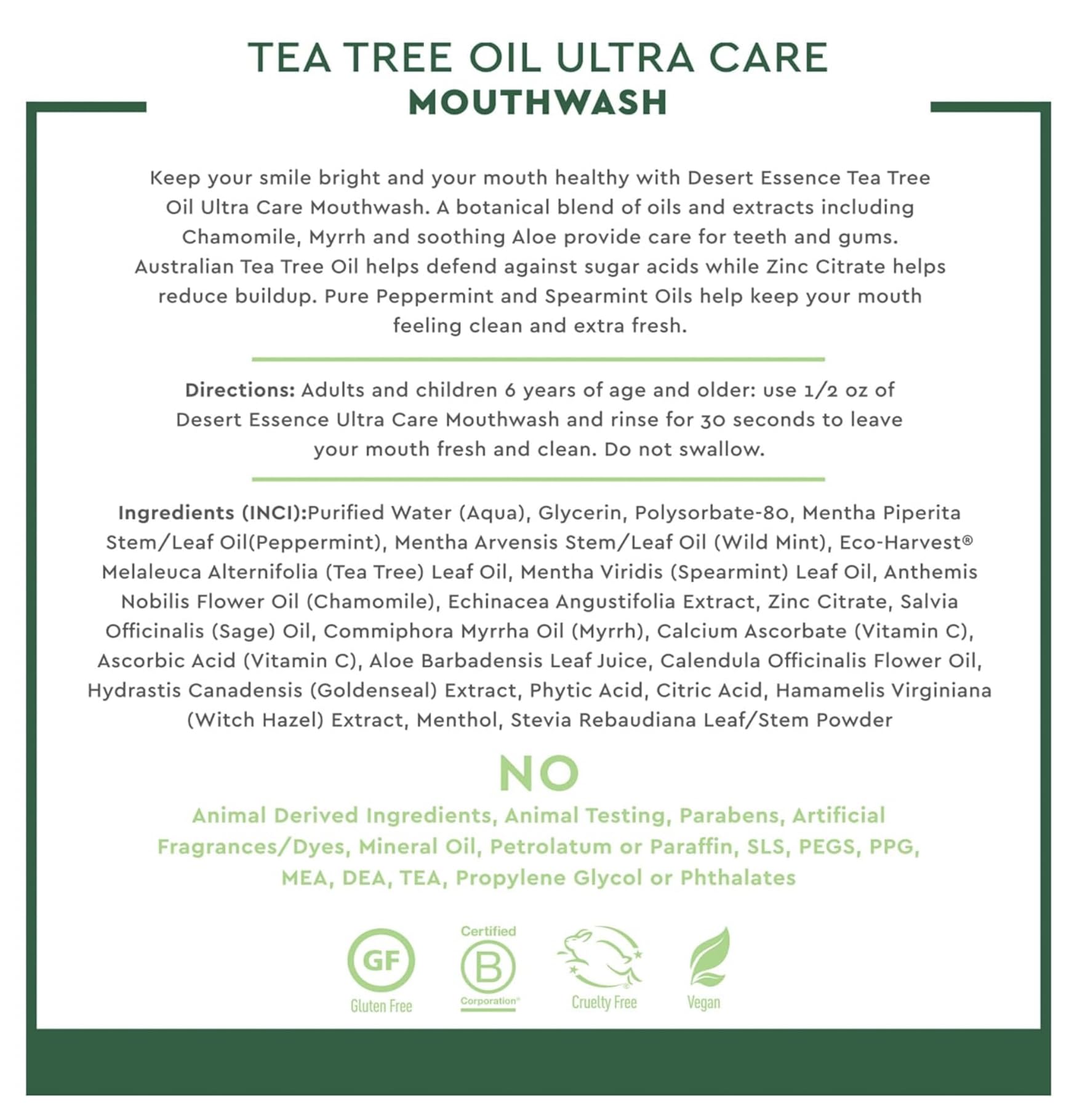 Desert Essence Mega Menta protección contra azúcares con aceite de árbol de té.