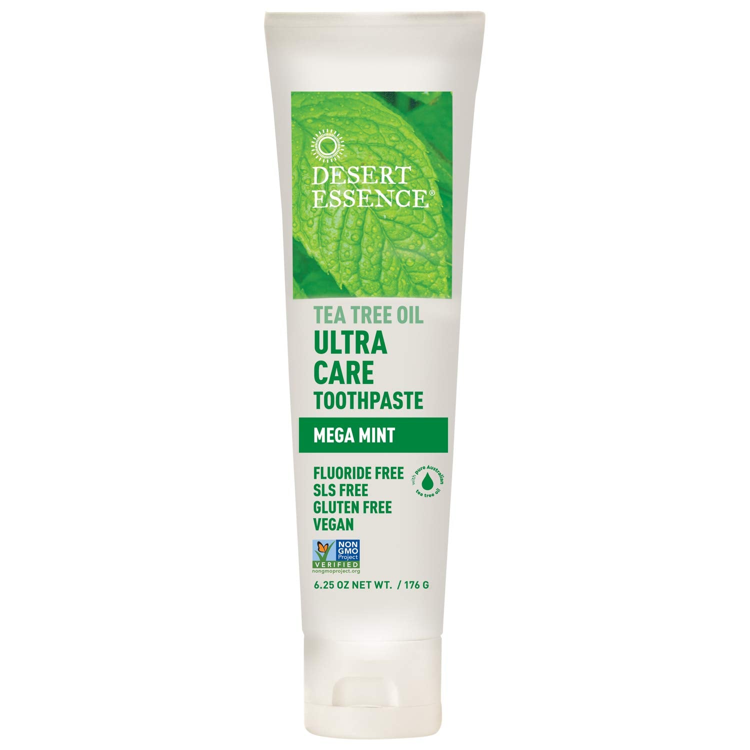 Desert Essence pasta dental con aceite de árbol de té para limpieza diaria.