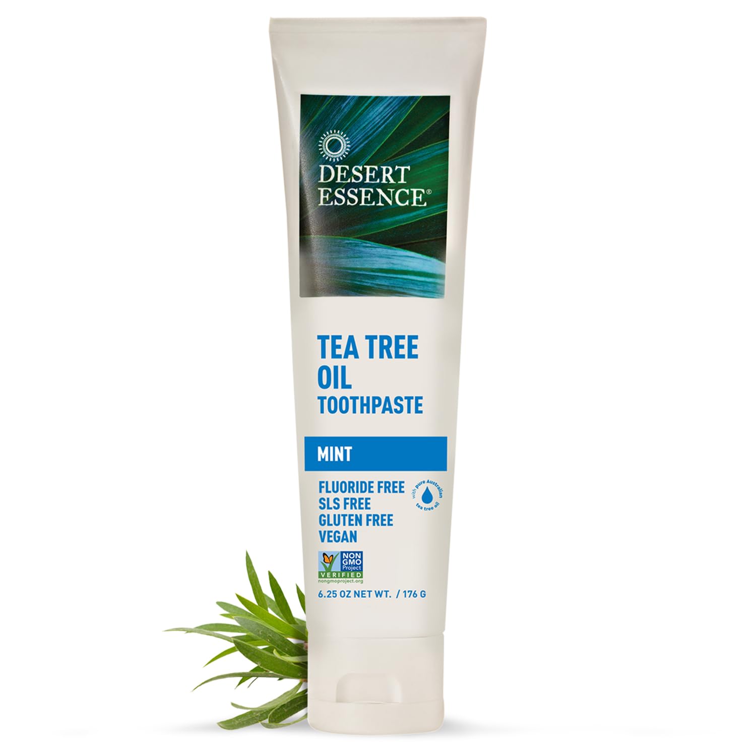 Desert Essence: pasta de dientes con aceite de árbol de té, envase práctico para uso diario