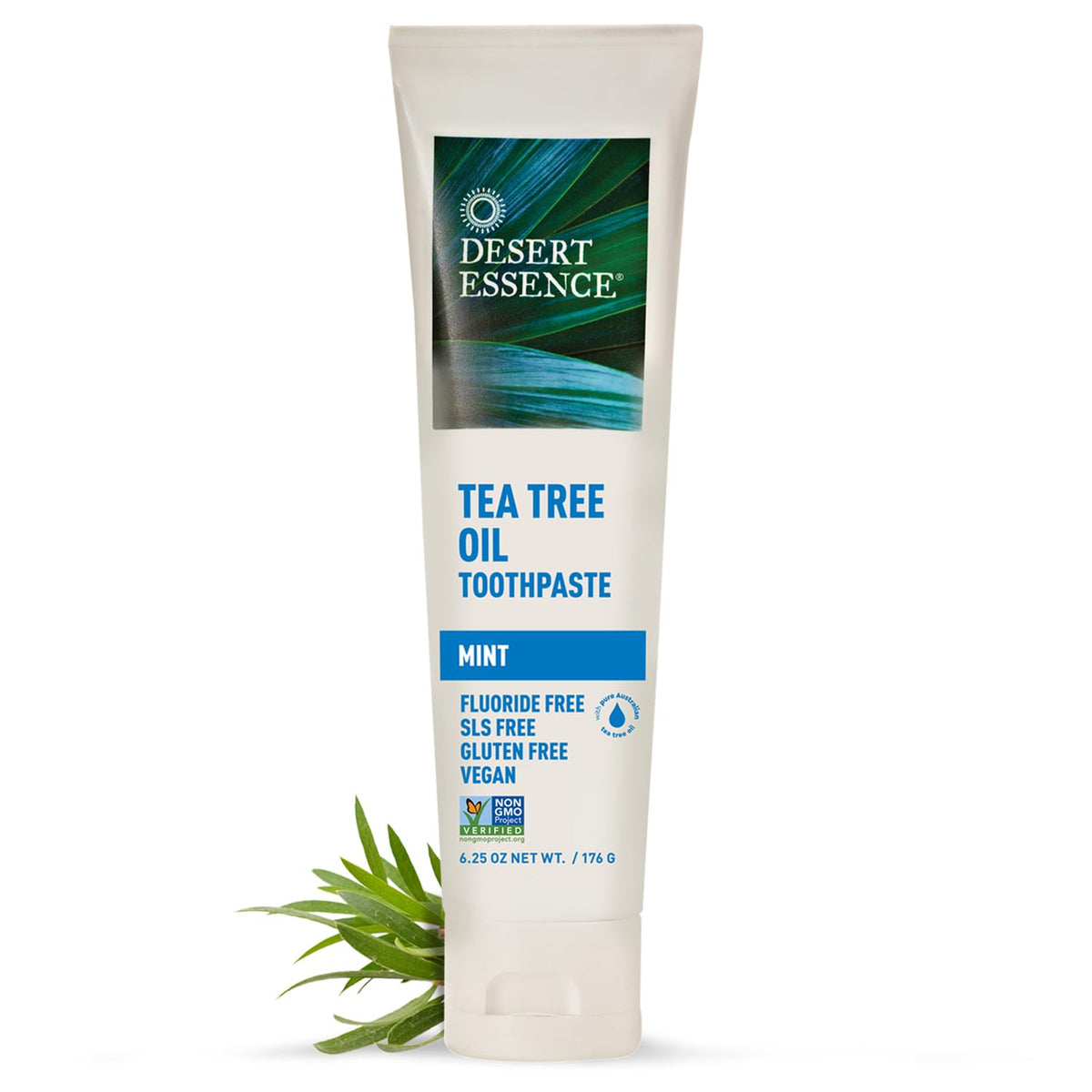 Desert Essence: pasta de dientes con aceite de árbol de té, envase práctico para uso diario
