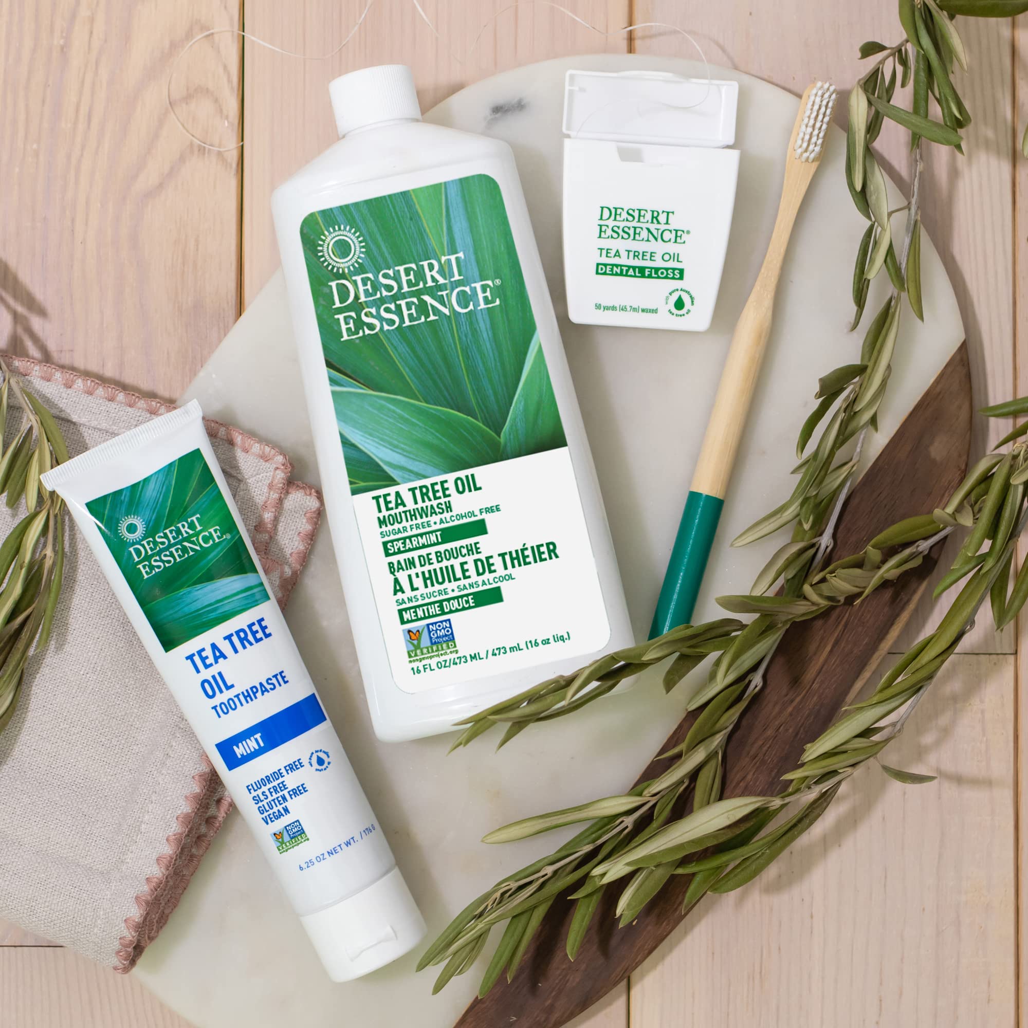Aceite de árbol de té ecológico en Desert Essence para higiene diaria