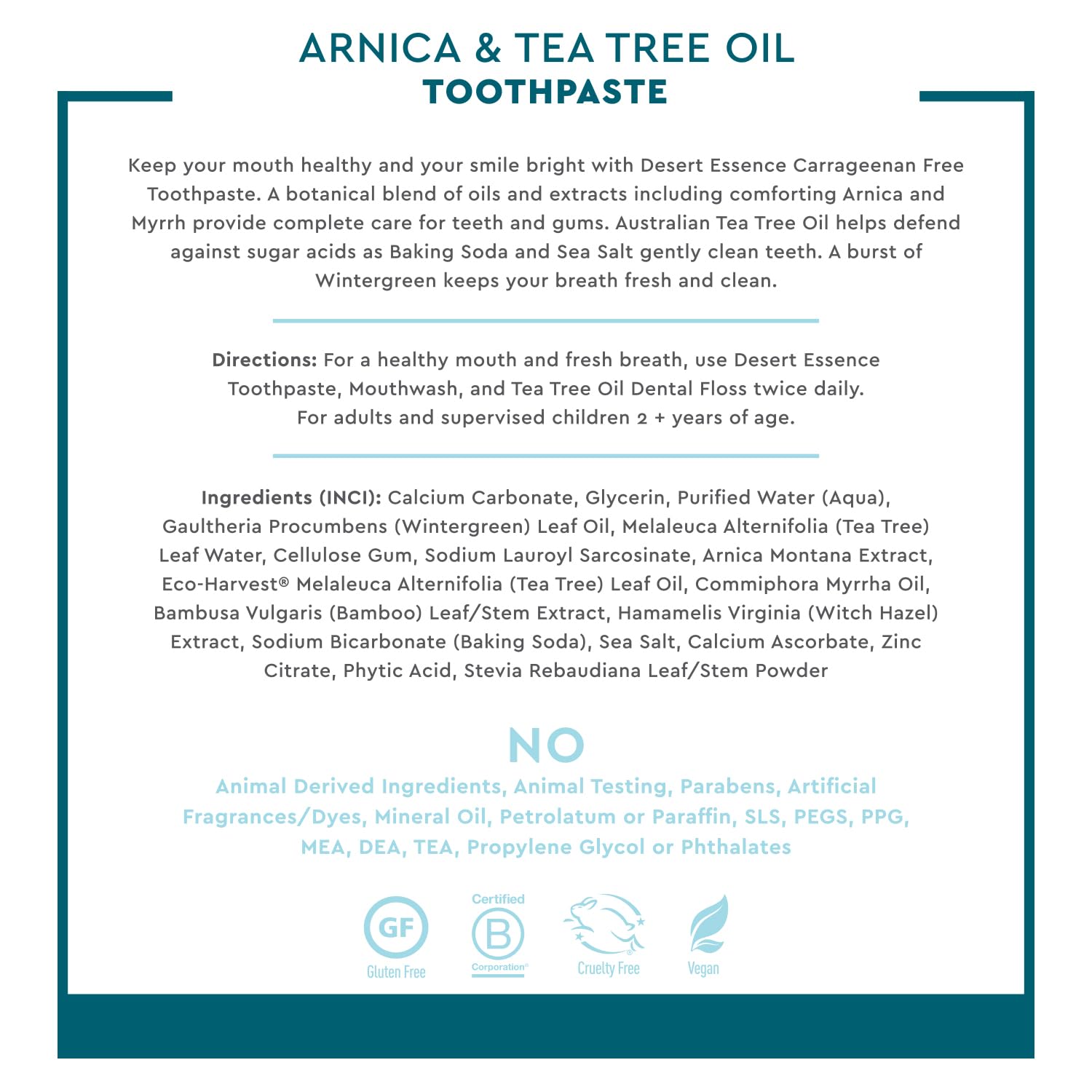 Arnica y Mirra en Desert Essence para encías calmadas