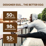 Cucharita de medición con polvo Designer Egg para porciones precisas.