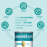 Designer Wellness fibra prebiótica y probióticos para digestión saludable