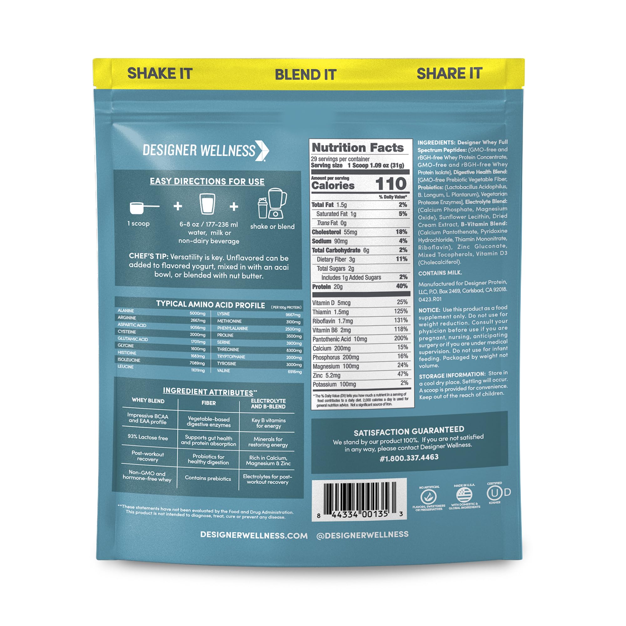 Cuchara medidora de Designer Whey para porciones consistentes.