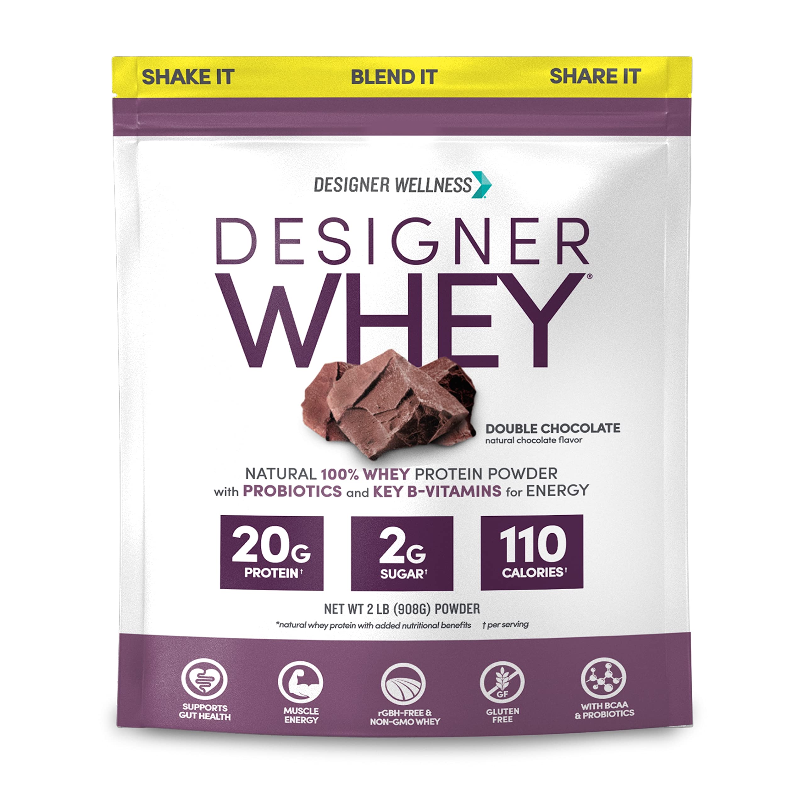 Designer Wellness Designer Whey envase Doble Chocolate para energía diaria.