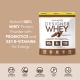 Designer Whey, sabor chocolate gourmet, ideal para batidos satisfactorios tras el entrenamiento.