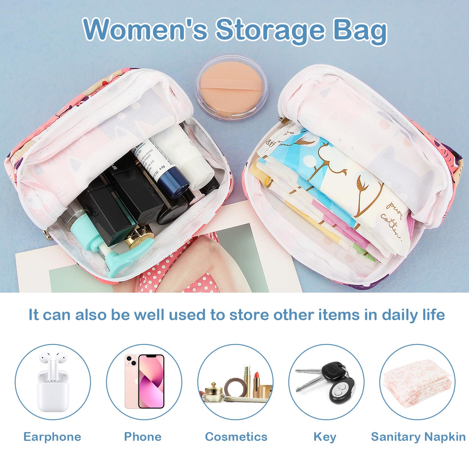 Desing Wish interior organizado para toallas sanitarias y tampones