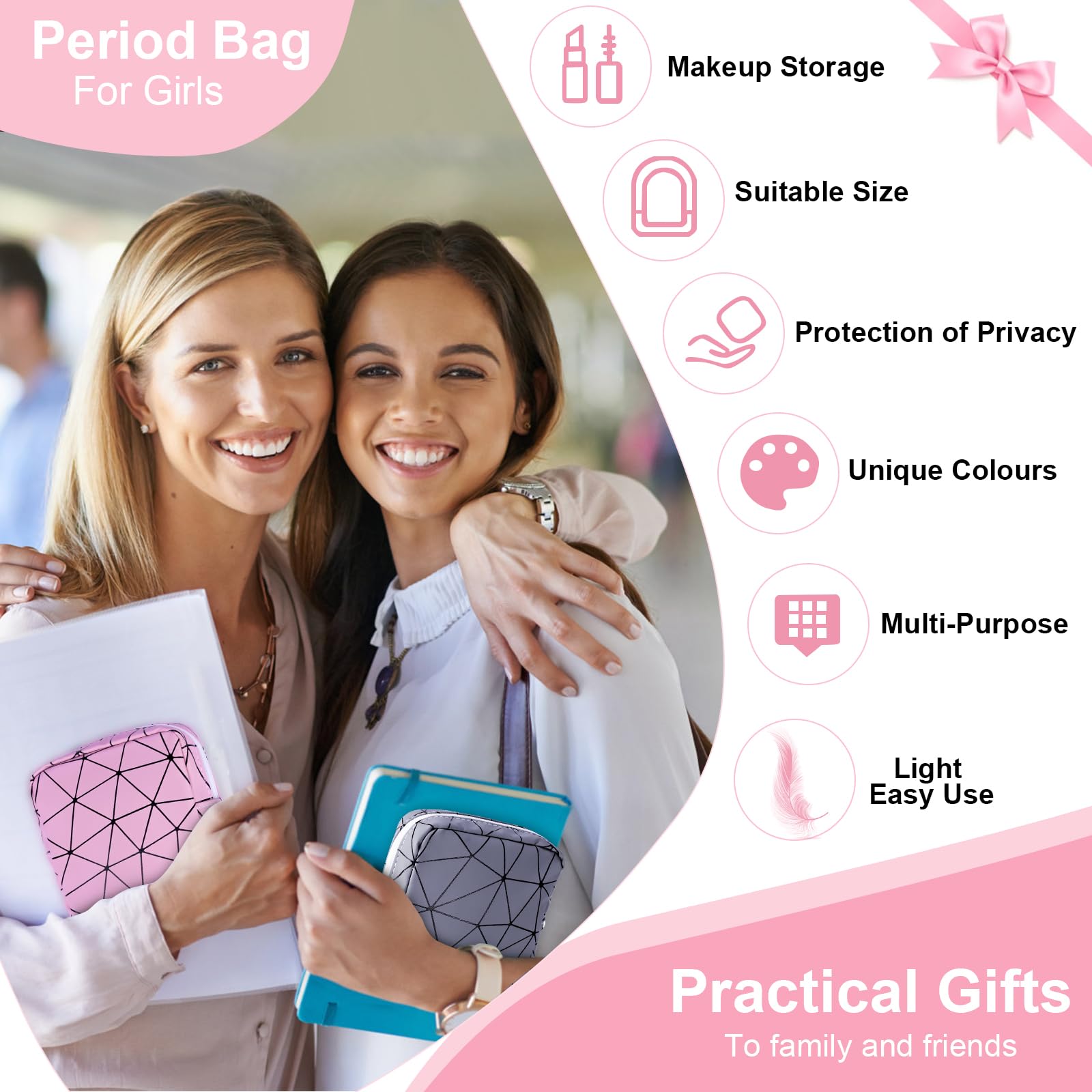 Desing Wish dos bolsos en rosa y gris, diseño elegante y práctico.