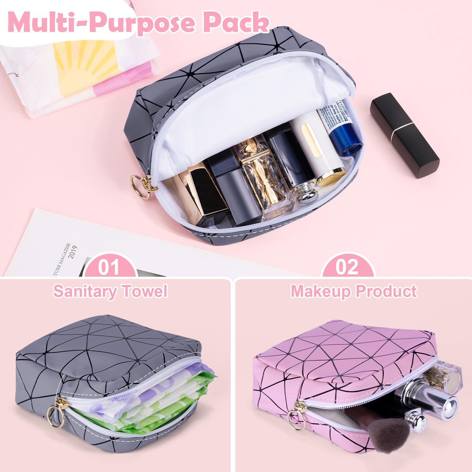 Desing Wish kit periodo compacto con diseño romboide para privacidad.