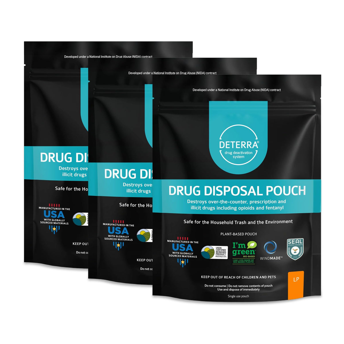 DETERRA bolsa grande para desactivación de pastillas, gestión segura en casa
