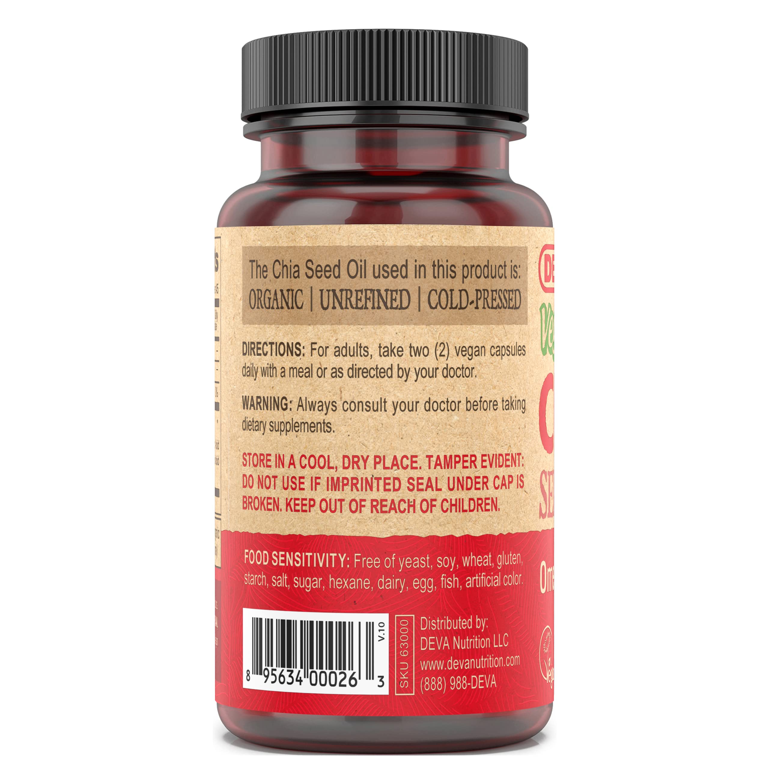 DEVA aceite de chía prensado en frío para mantener nutrientes
