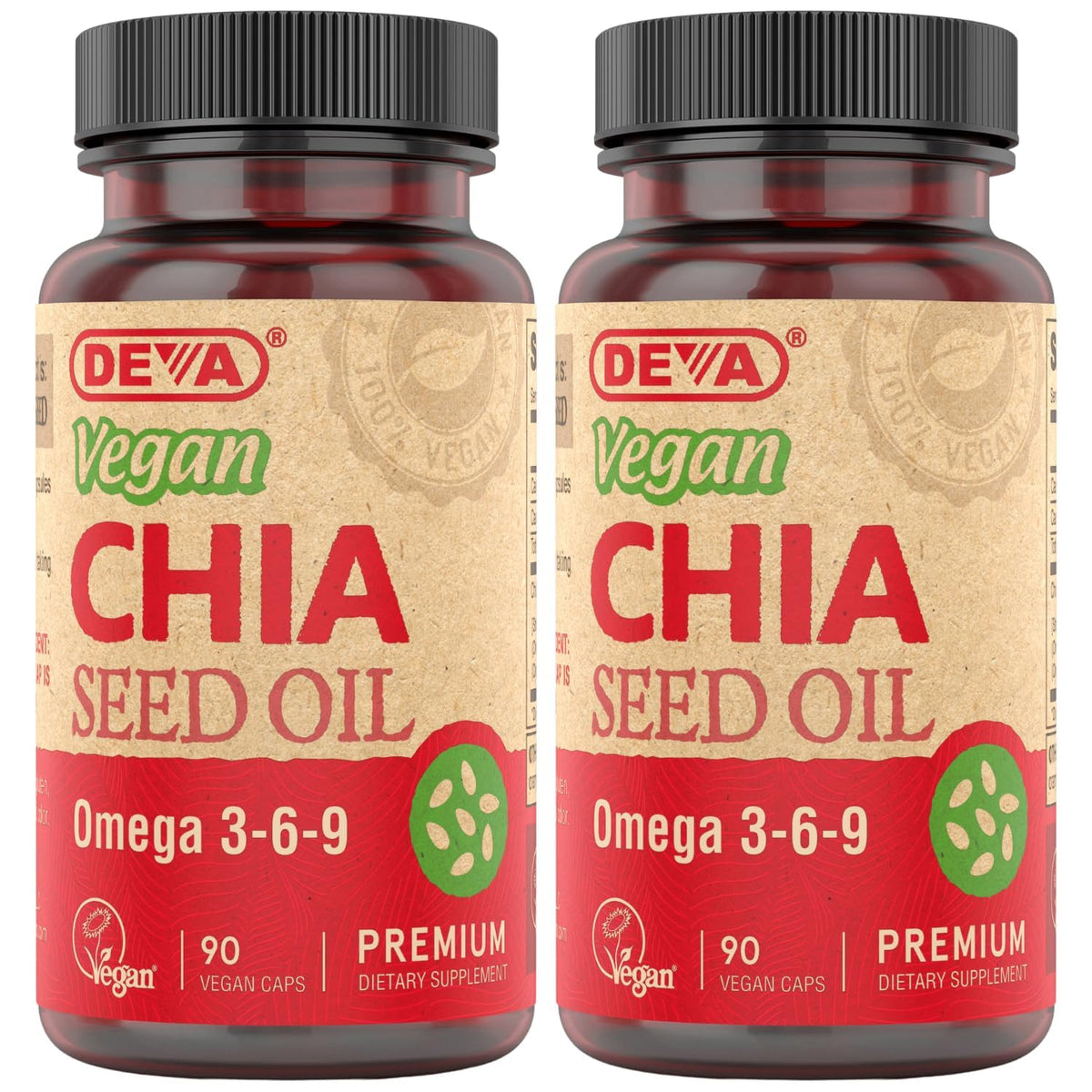 DEVA Aceite de Chía en frasco, fuente vegana de omega-3 para una dieta equilibrada.