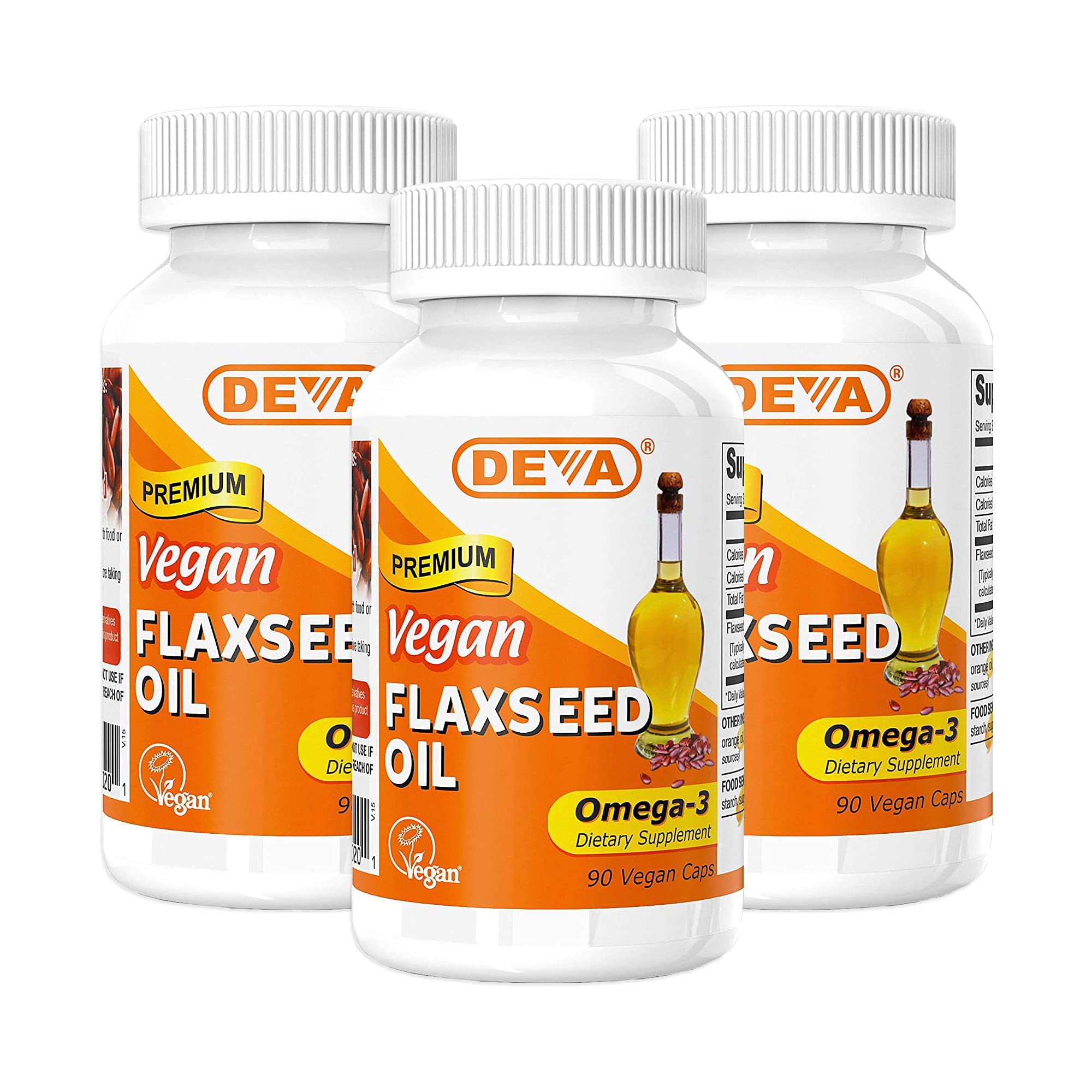 DEVA aceite de linaza orgánico en cápsulas, omega-3 para uso diario