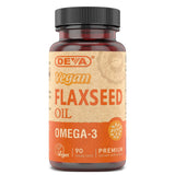 DEVA Aceite de Linaza Vegano 90caps - botella, fuente vegetal de omega-3 para tu día