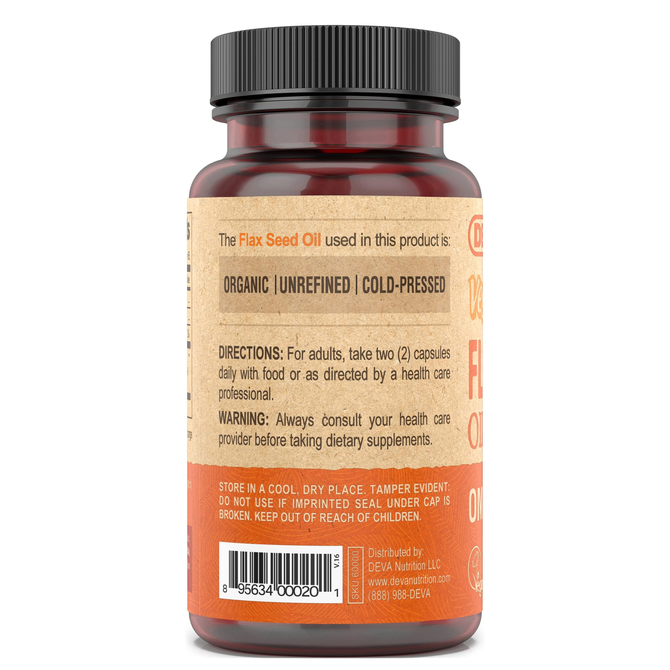 DEVA Aceite de Linaza Vegano para veganos y vegetarianos, etiqueta clara