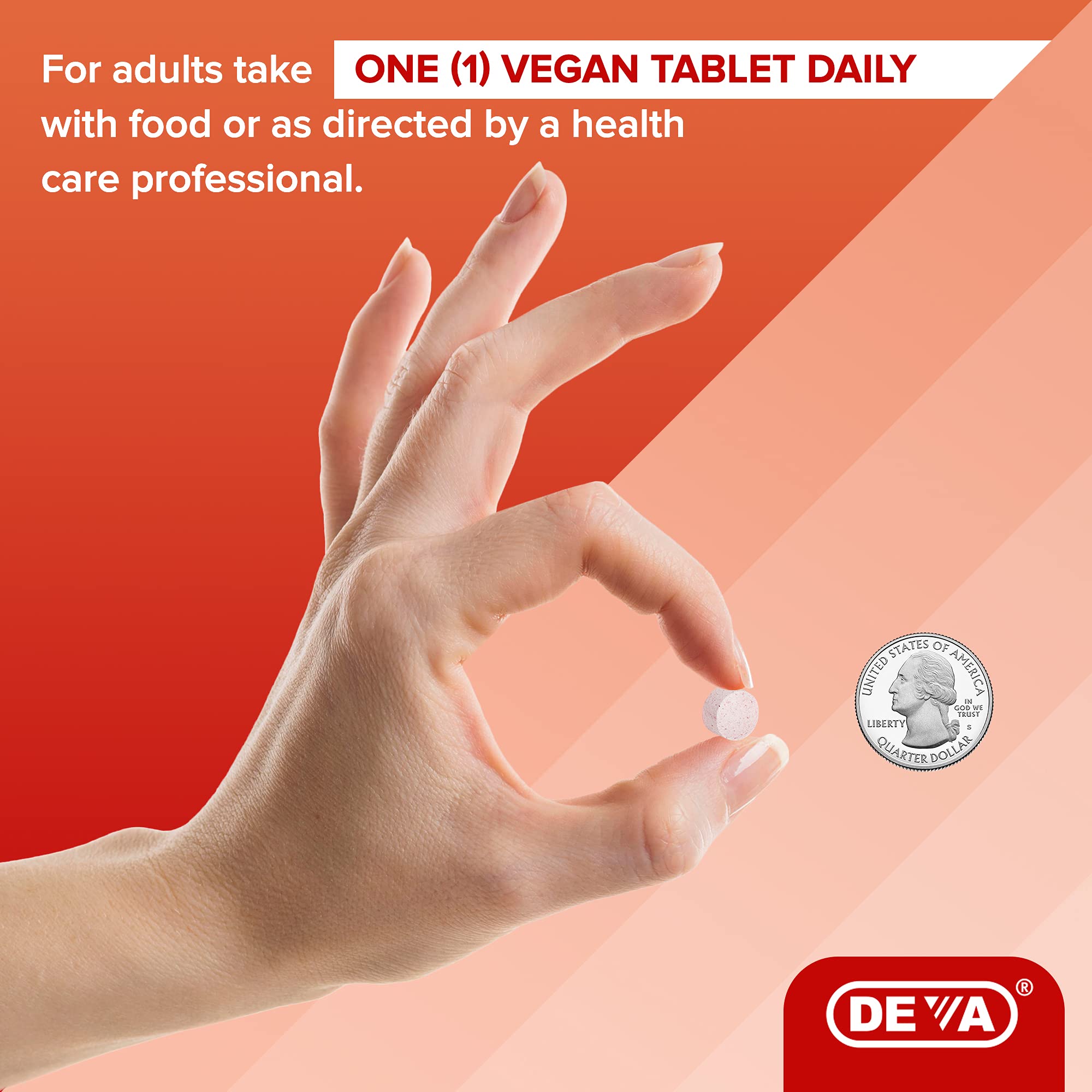 User taking DEVA B12 lozenge for convenient daily supplement.