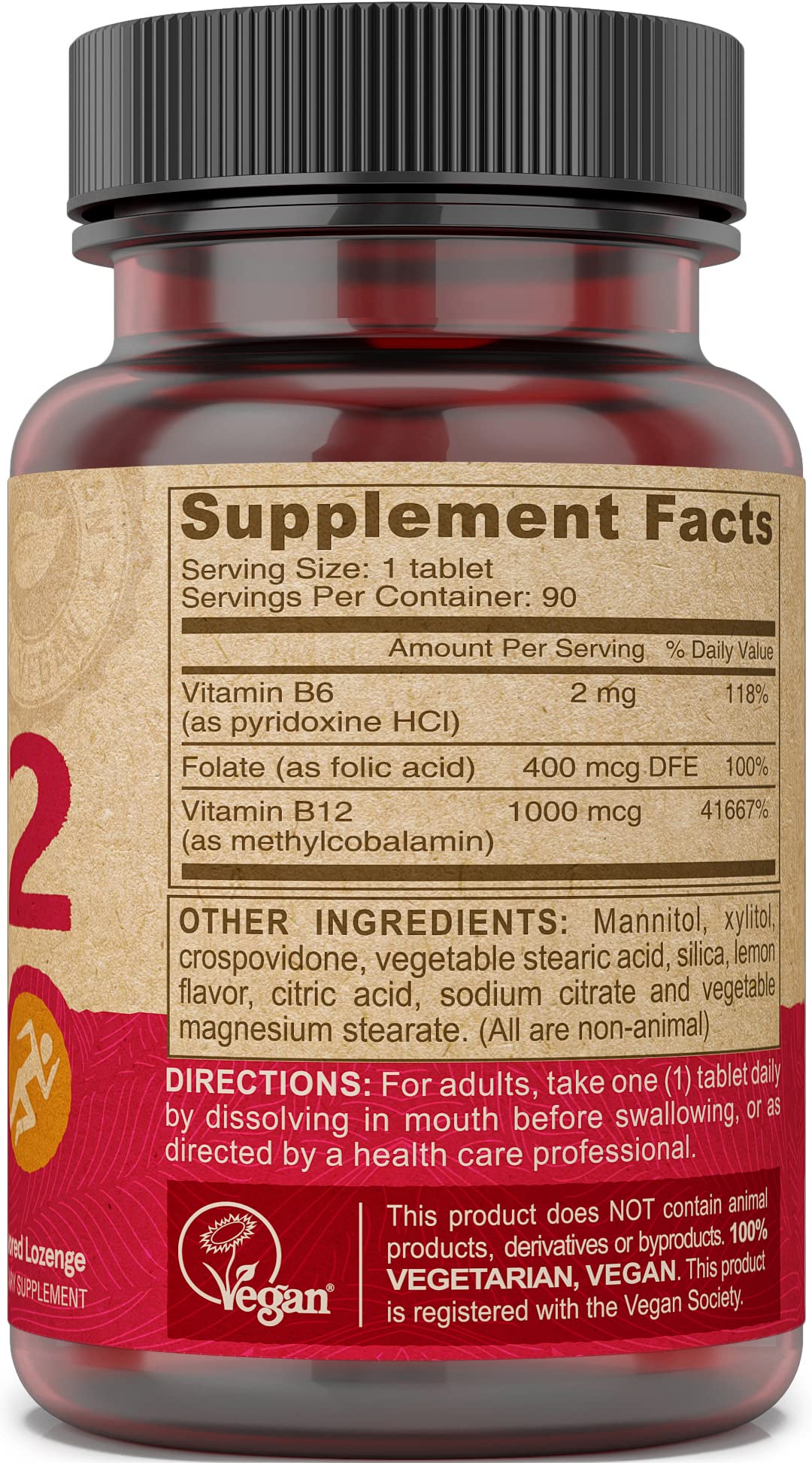 DEVA B12 methylcobalamin tablet close-up showing citrus flavor.