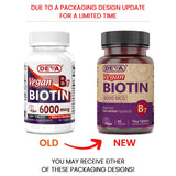 DEVA Biotina 6000 mcg, pastillas mini, fáciles de tragar.
